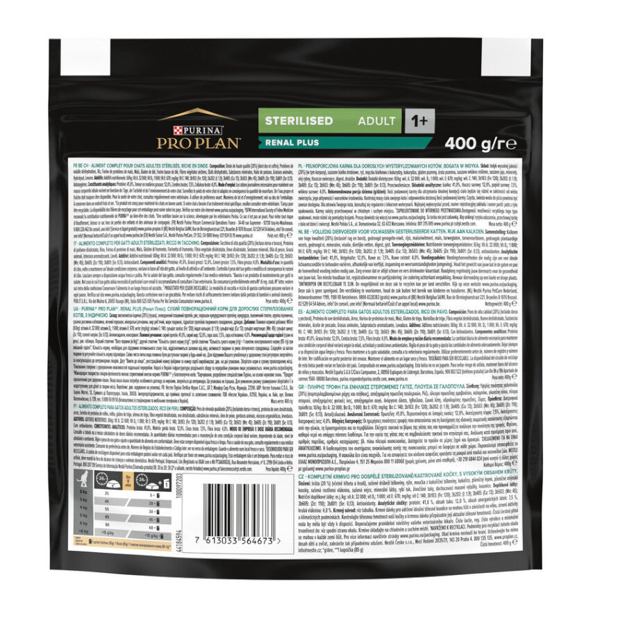 400 g Pro Plan Adult Sterilized Pavo Pienso para gatos, , large Imagen numero 7